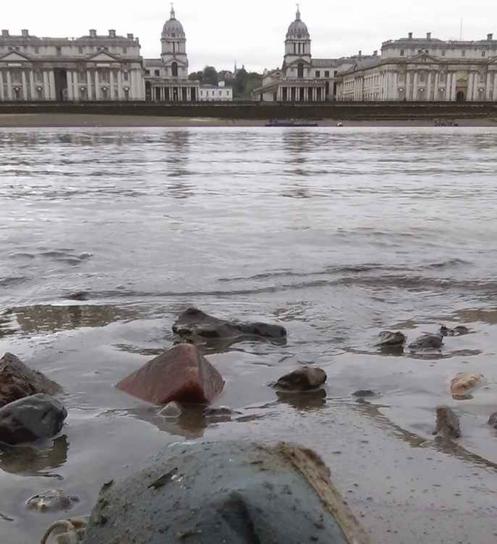 Facemask on the Isle of Dogs oppositve the Old Royal Naval College. Credit: Thames21