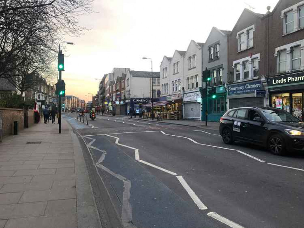 Did you see the green woman at the traffic lights near Coverton Road?