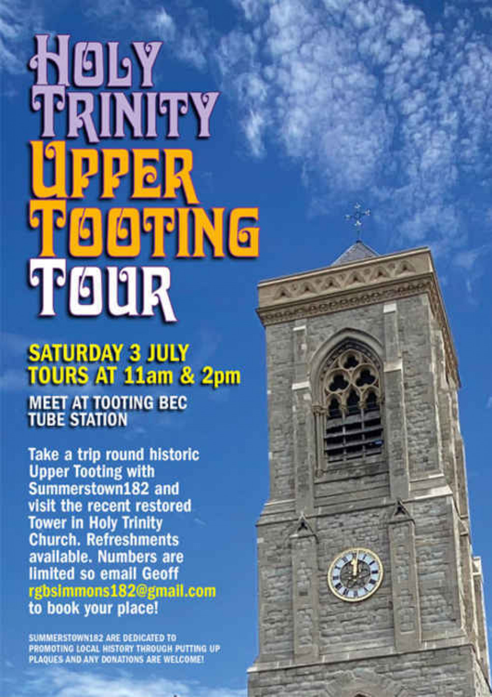 Holy Trinity and Upper Tooting history walk poster