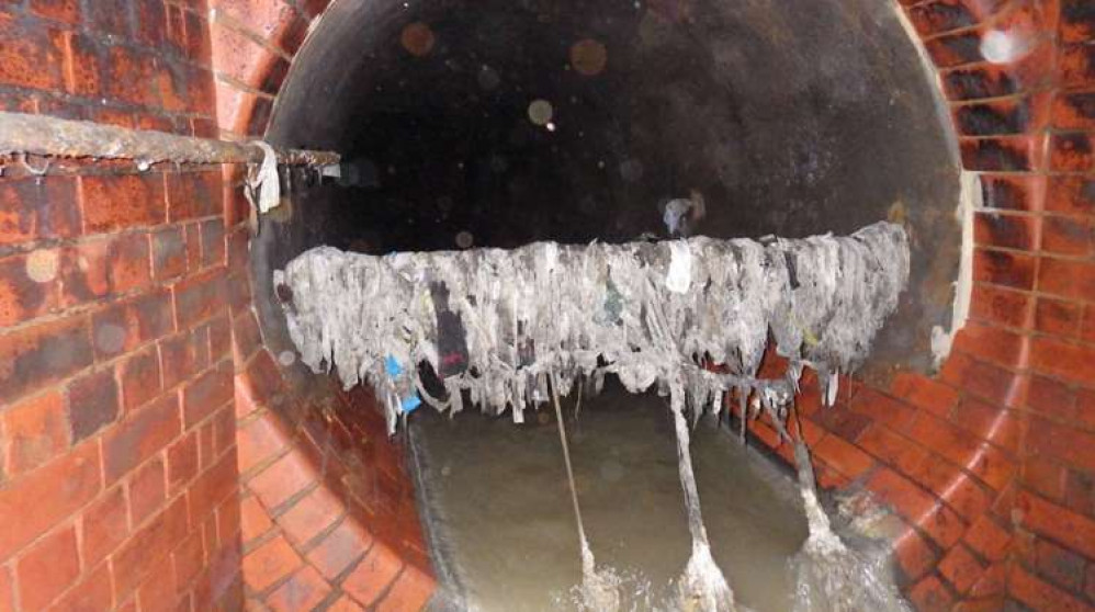 Wet wipes caught in a sewer (Image: Thames Water)