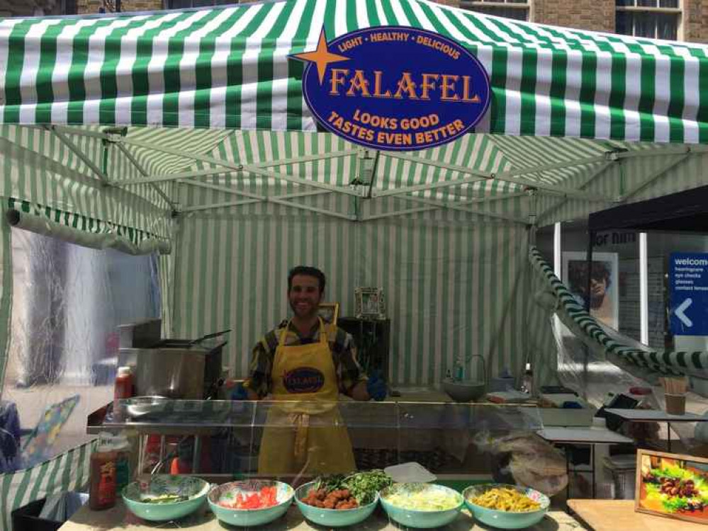 Hazma on his falafel stall in Dorchester