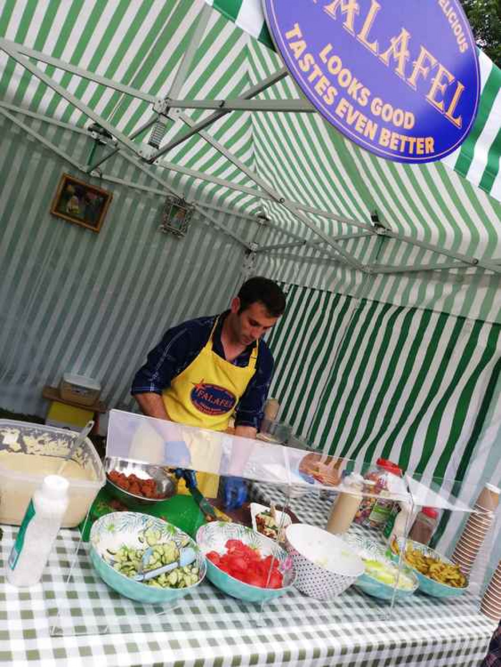 Hazma on his falafel stall in Dorchester