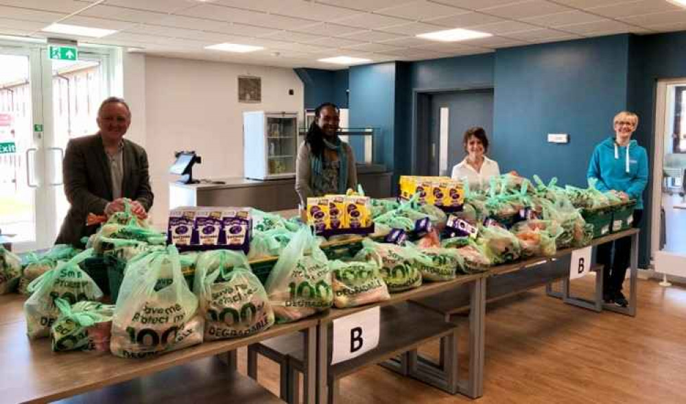 The catering team at Thomas Hardye School which sent out food parcels to families