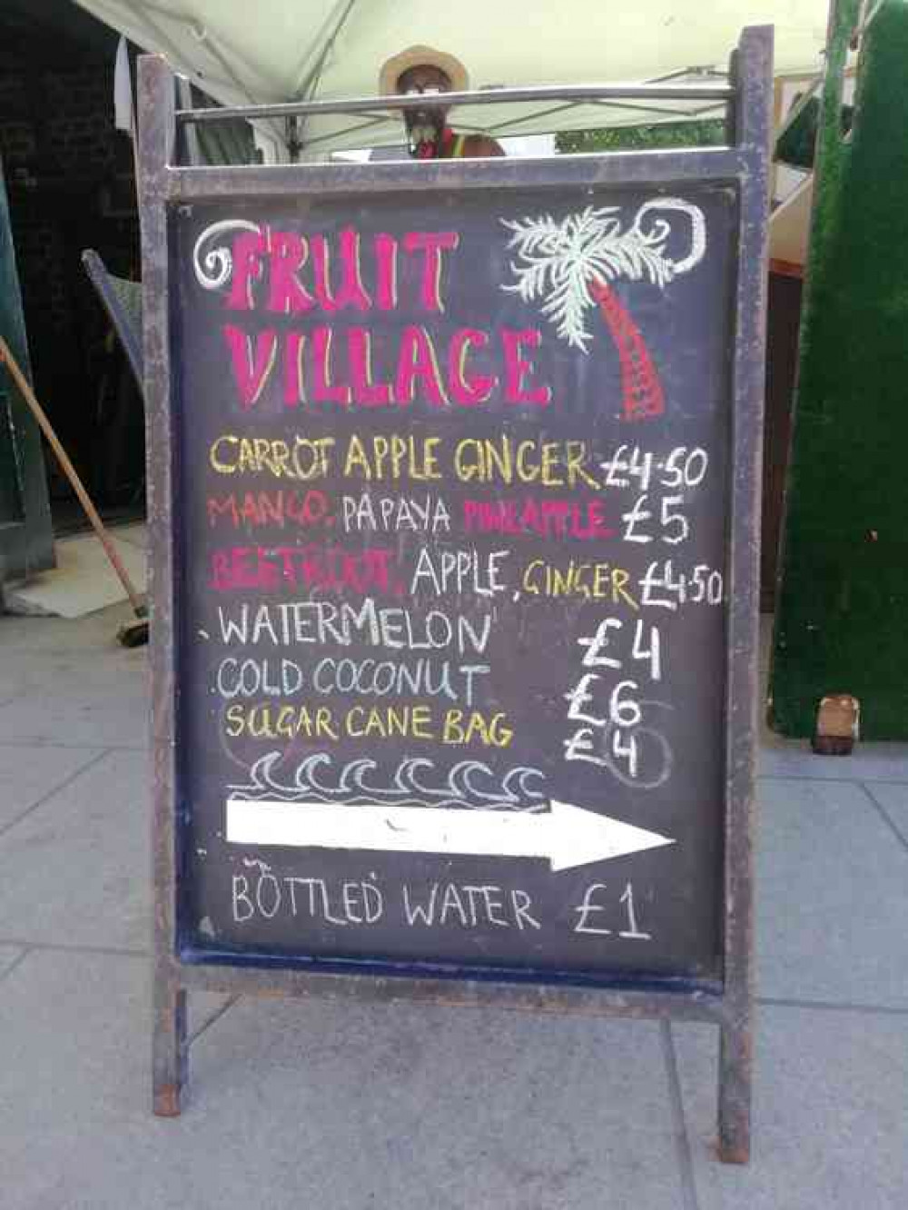 Drinks menu at the Fruit Village