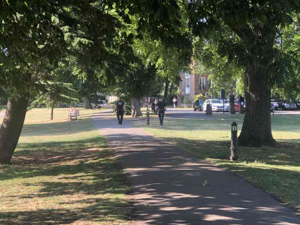 Two officers on patrol in Marble Hill Park