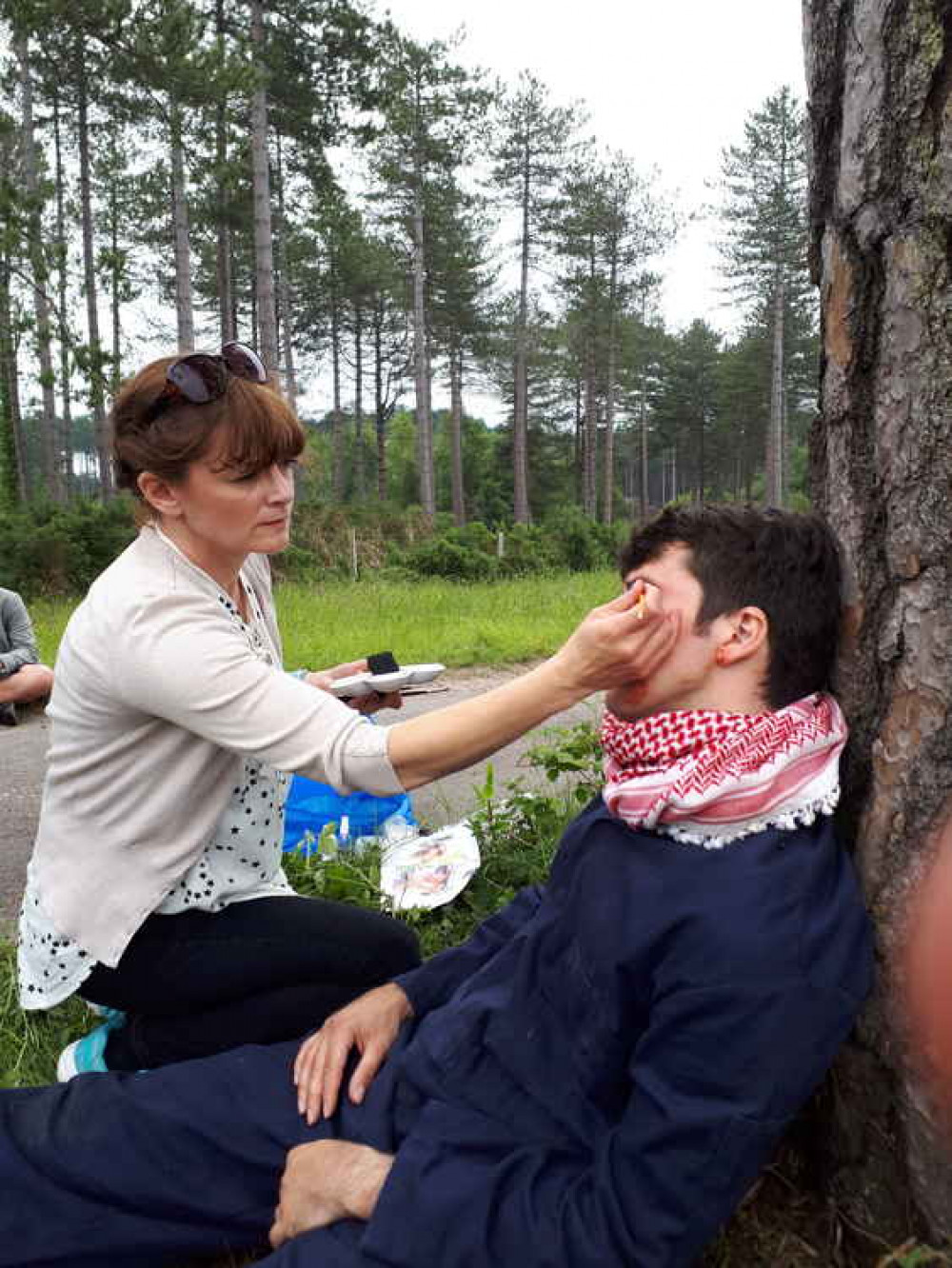 Kirsten Sare onset during filming for Lawrence After Arabia