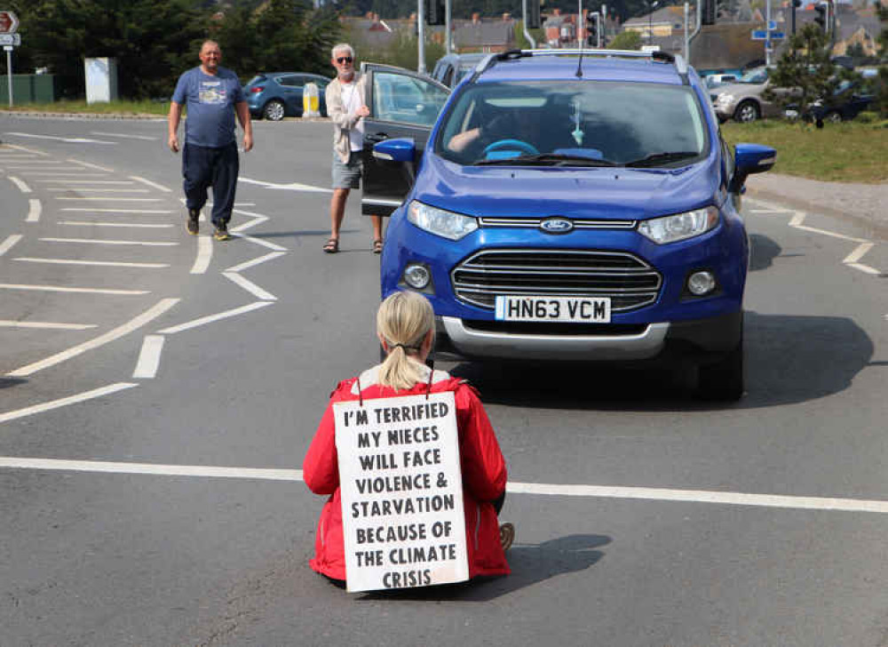 Emma protesting in Weymouth Emma protesting in Weymouth