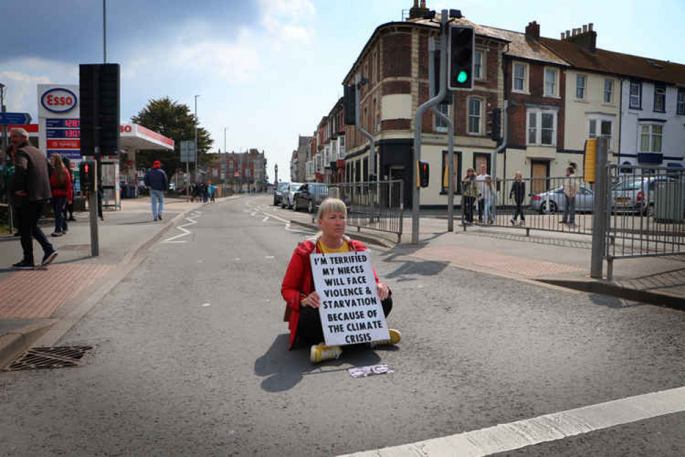 Emma protesting in Weymouth Emma protesting in Weymouth