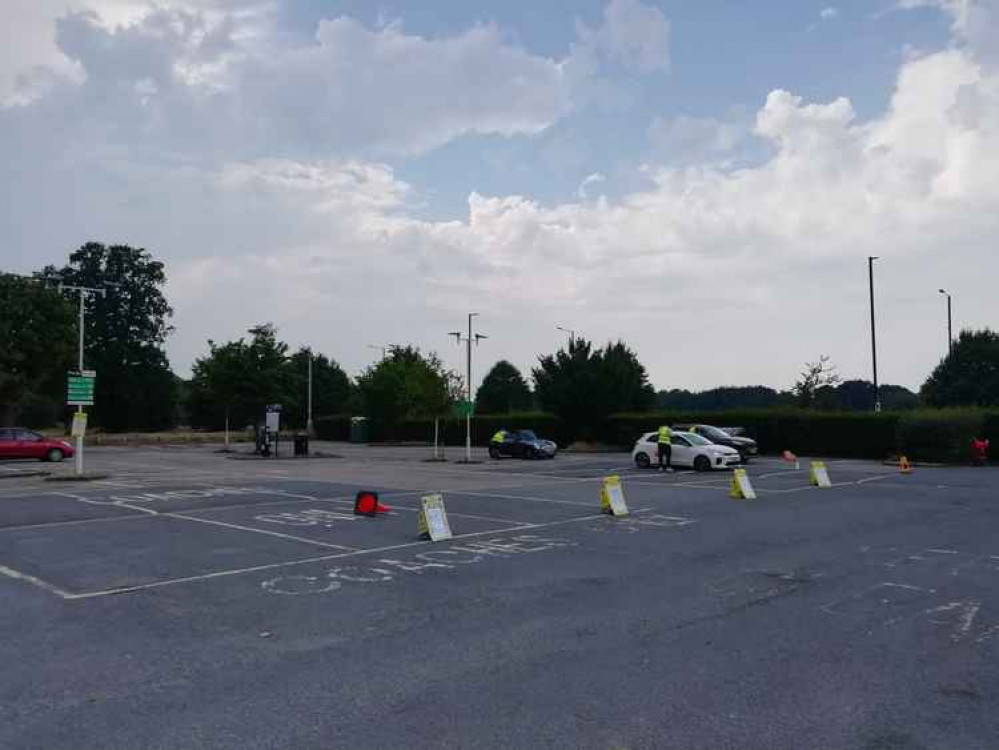 Mobile covid testing unit in the Old Deer Park car park