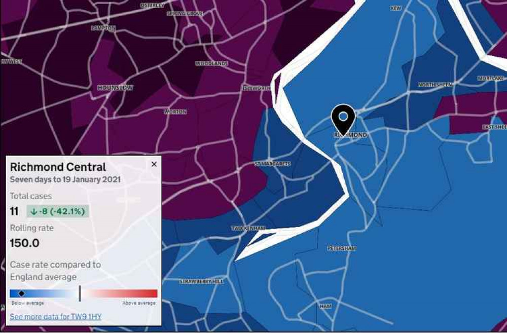 Heat map showing coronavirus infection levels across Richmond