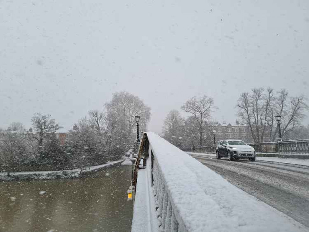 Snow fell for much of the morning in Richmond