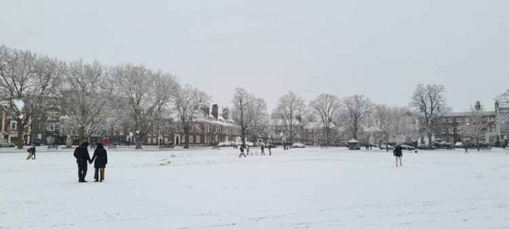 Fun in the snow on Richmond Green