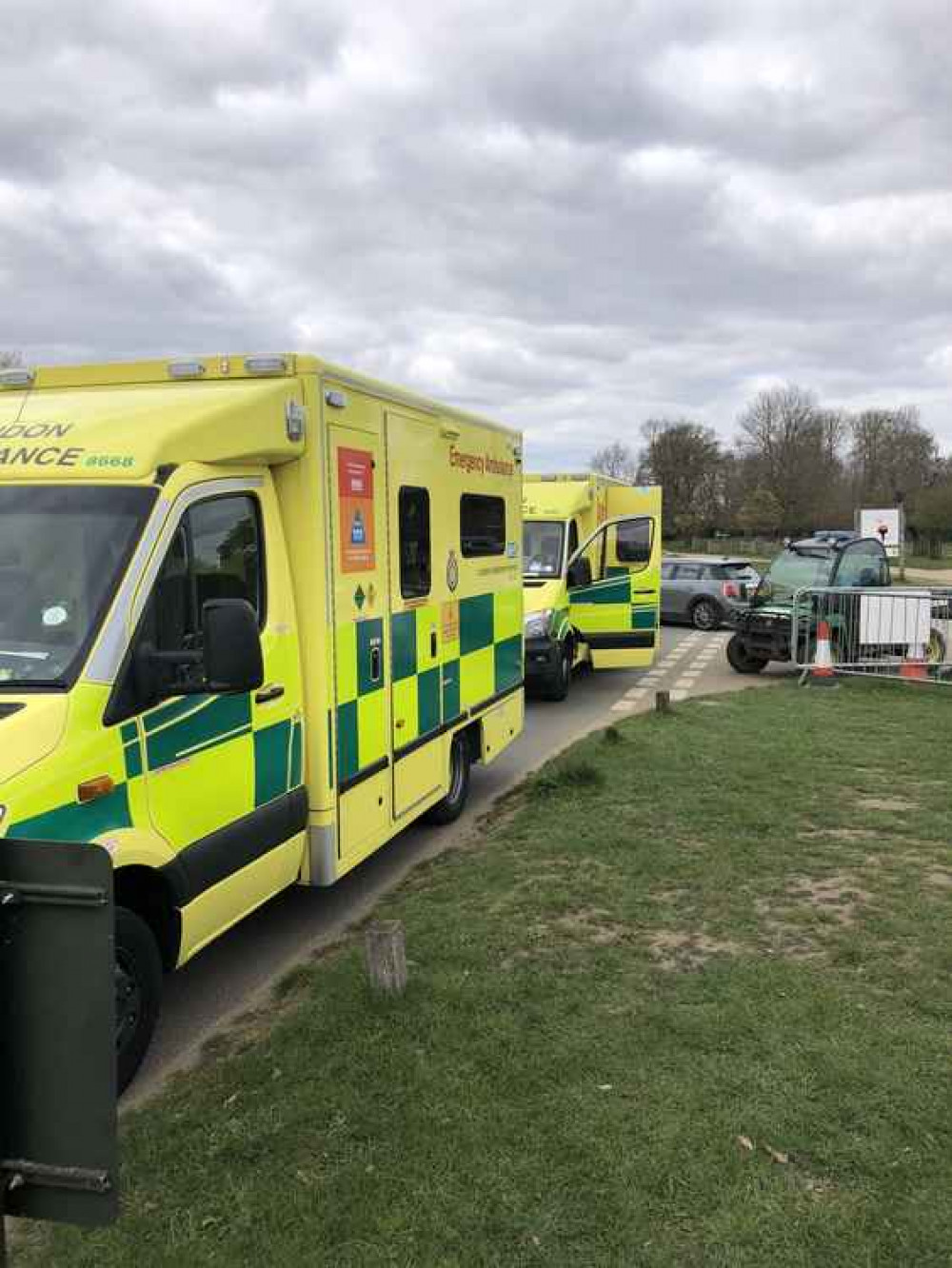 Ambulance vehicles at the scene