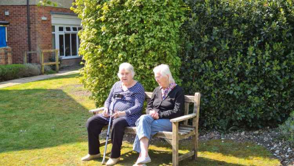 Residents enjoying Cheriton Care Home's garden