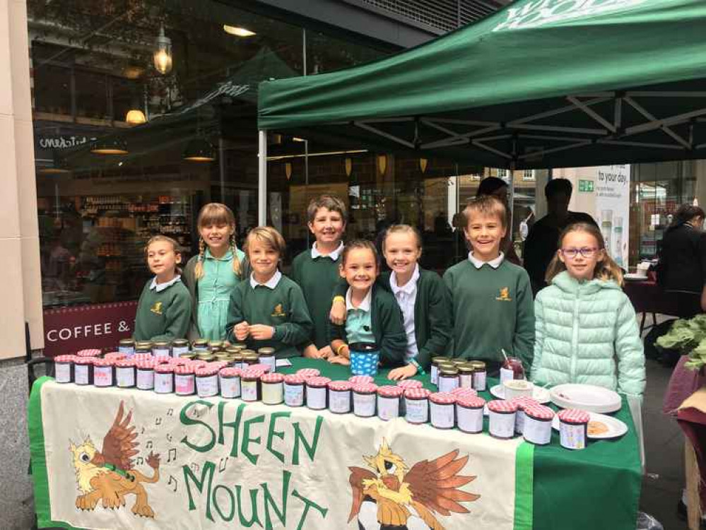 Pupils from Sheen Mount Primary School selling their homemade chutneys and sauces (Image: School Food Matters) Pupils from Sheen Mount Primary School selling their homemade chutneys and sauces (Image: School Food Matters)