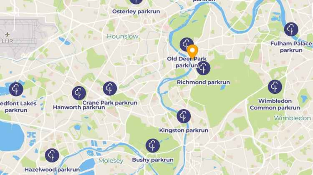 Parkrun events in Richmond and nearby (Credit: Parkrun interactive map)