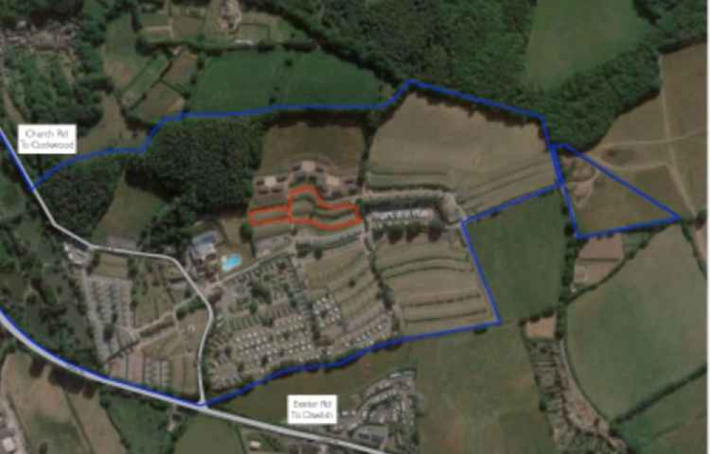 Aerial view of the site showing where the lodges will be