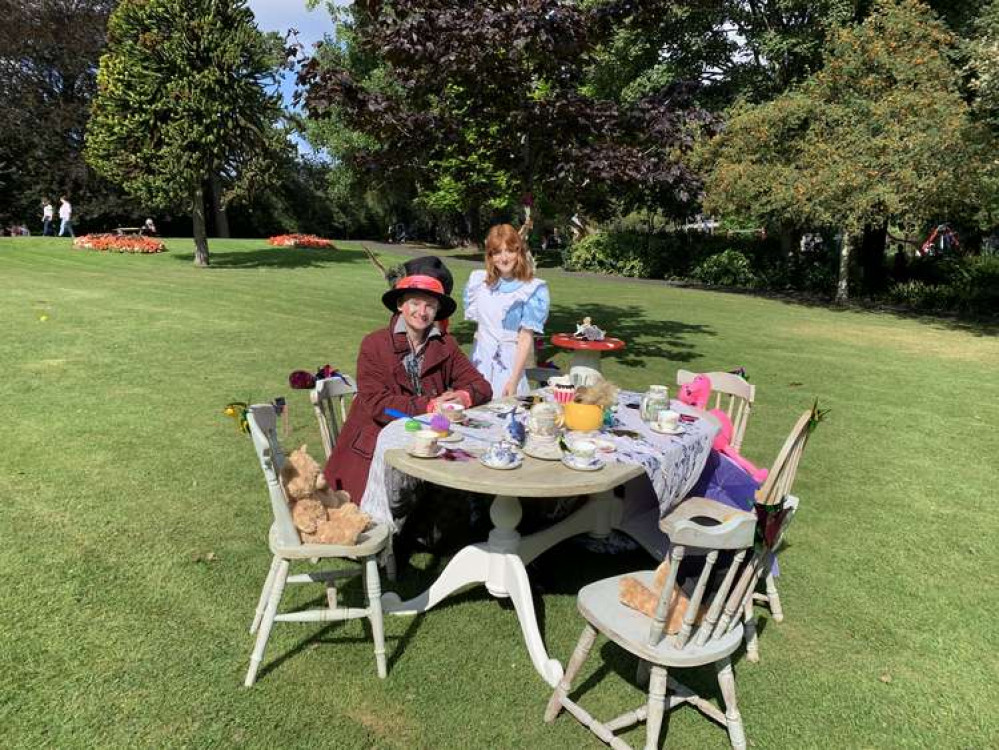 James Mildenstein as the Mad Hatter and Georgina Bolt as Alice