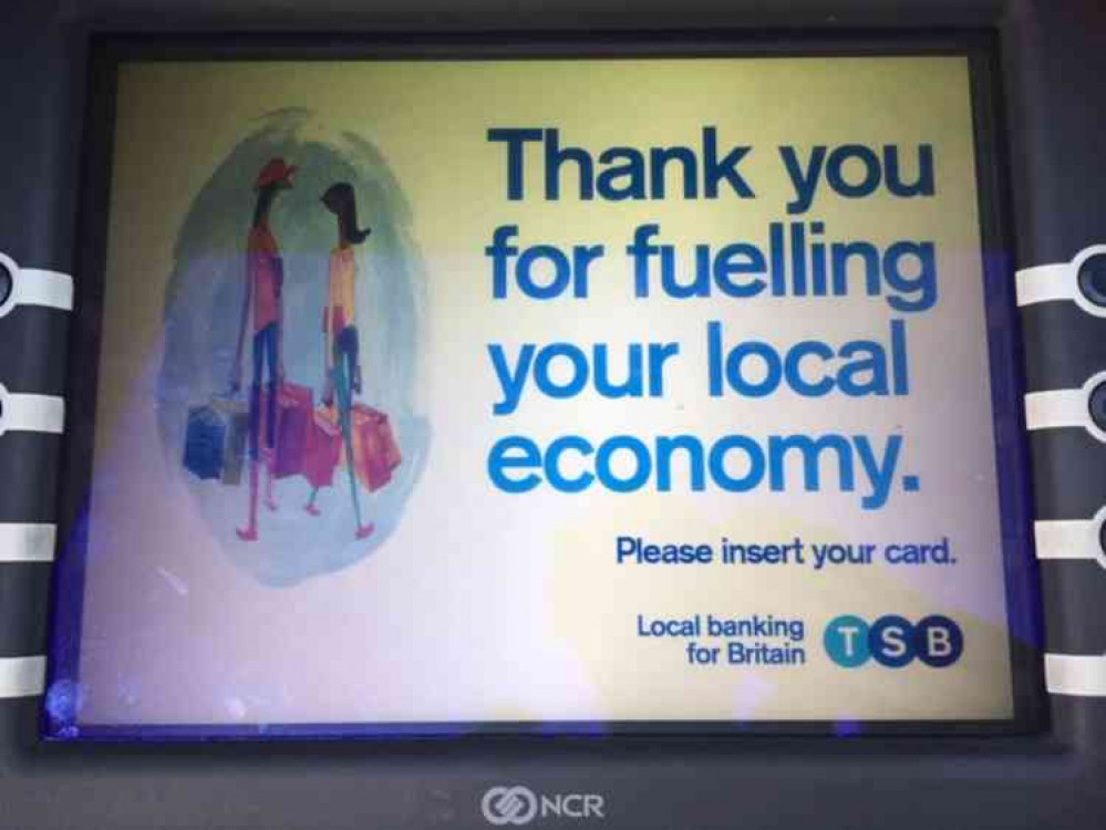 The cashpoint screen at TSB in Frome