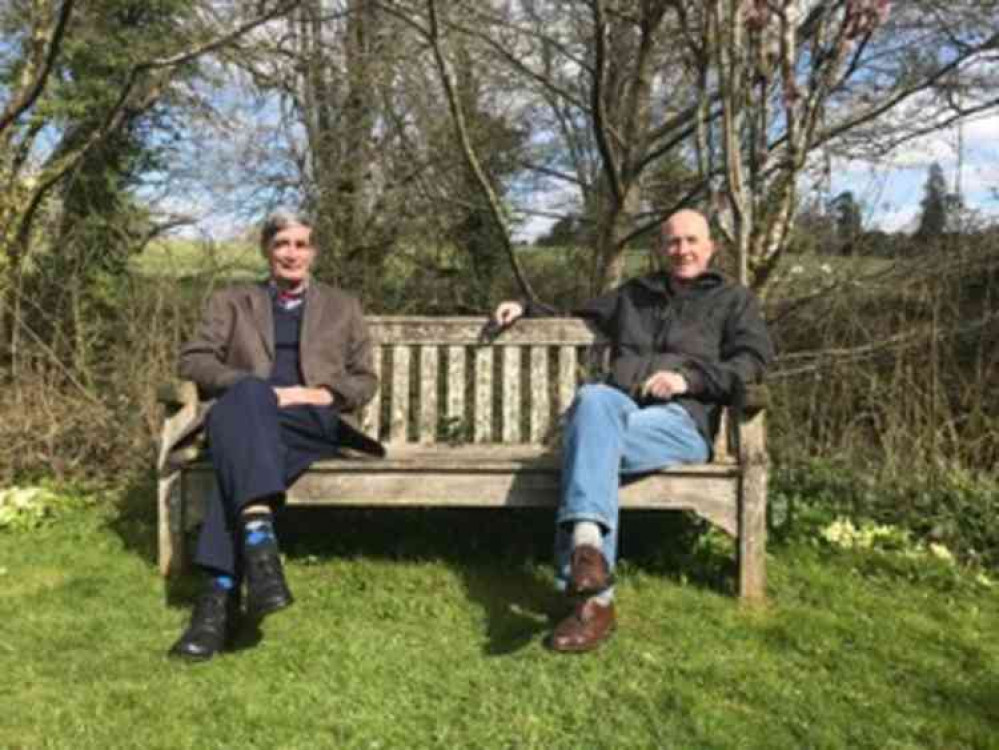 Michael with Justin Hansen taken outside Orchardleigh Church near Frome