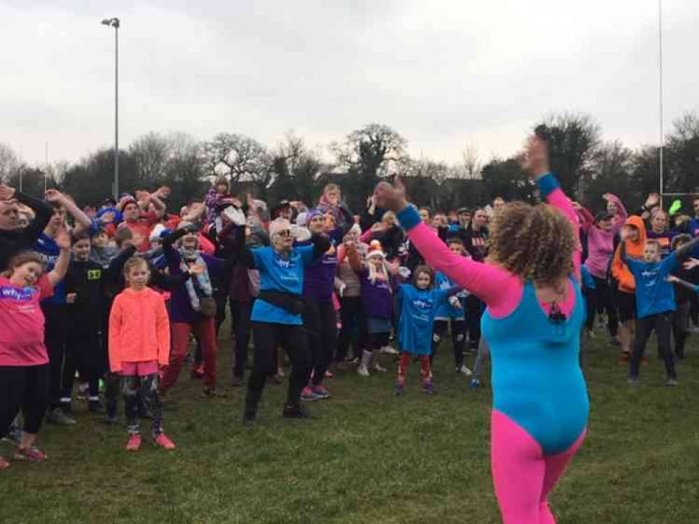 Hundreds of supporters were there to run alongside her - after a fabulous warm up