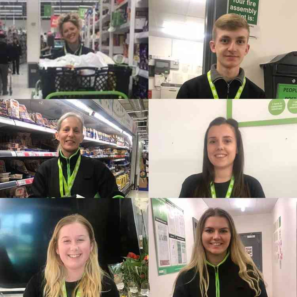 Some of the 53  temporary workers at Frome's ASDA - giving it their all