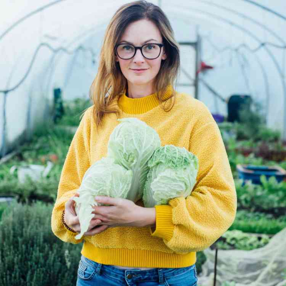 Lucie Cousins from Bath Culture House, a fermentation company based in Frome which sources its ingredients locally. She describes her job as Cabbage Chopper!