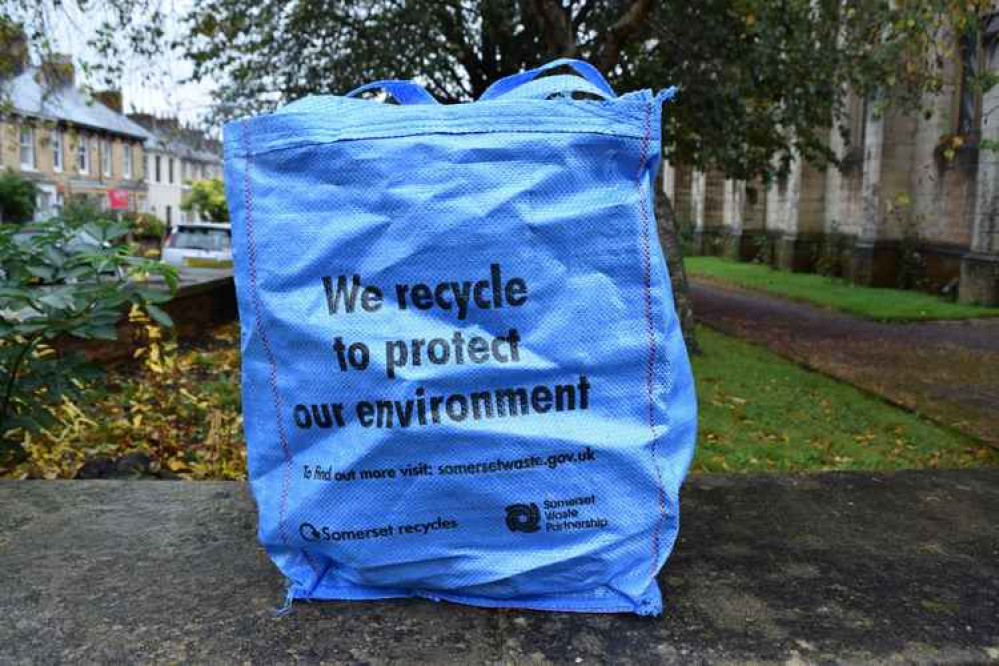 The 'Bright Blue Bag' Which Will Be Delivered To Every Somerset Household As Part Of The Recycle More Roll-out. CREDIT: Somerset Waste Partnership. Free The 'Bright Blue Bag' Which Will Be Delivered To Every Somerset Household As Part Of The Recycle More Roll-out. CREDIT: Somerset Waste Partnership. Free