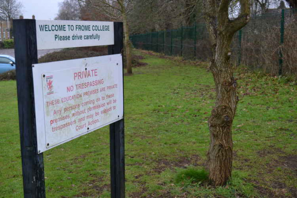 Frome College entrance board photo from January 2