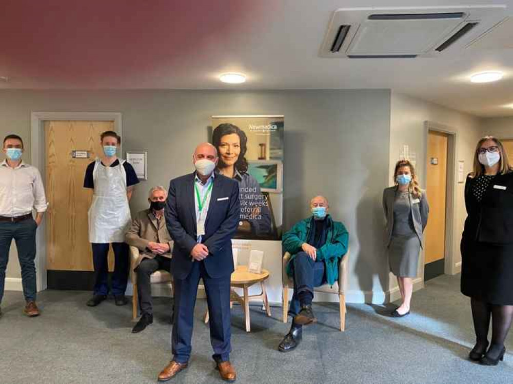 Jamie Garden from Bath and another patient and the Newmedica Frome team Jamie Garden from Bath and another patient and the Newmedica Frome team