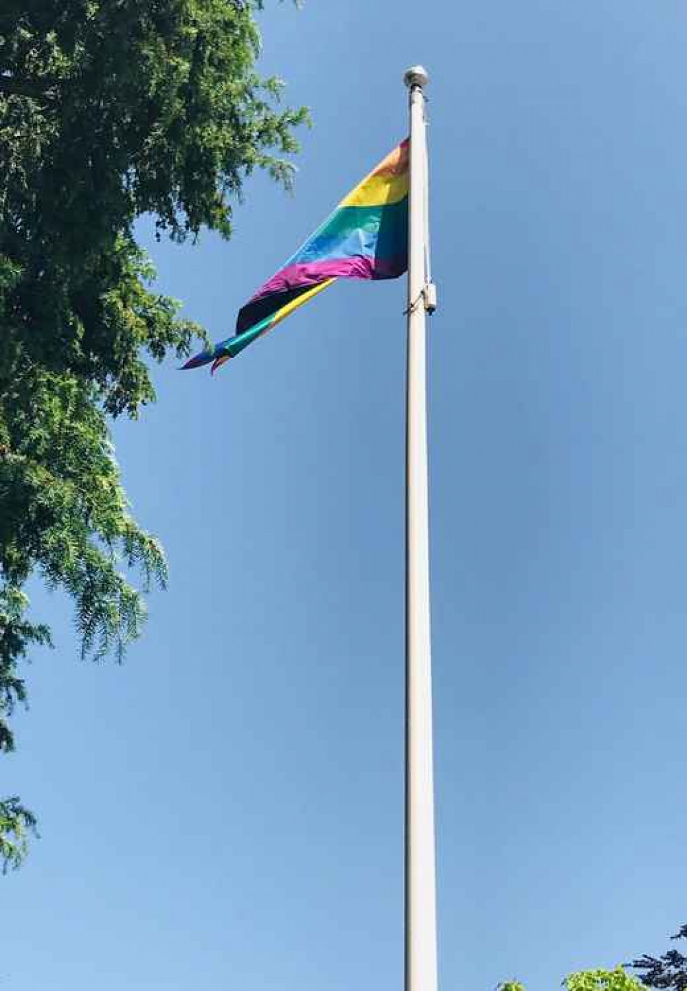 The rainbow flag, a signal of hope and love, will be flying this weekend above Mendip's Council Offices in Shepton Mallet, currently operating as a vaccination hub