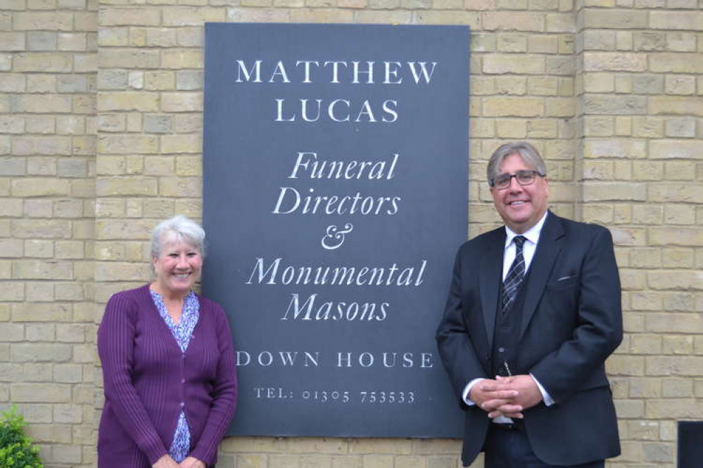 Matthew Lucas Funeral Directors supports the Royal British Legion, pictured is Sue Seal and Matthew Lucas