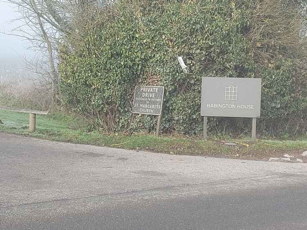 The entrance to Babington House back in the winter months