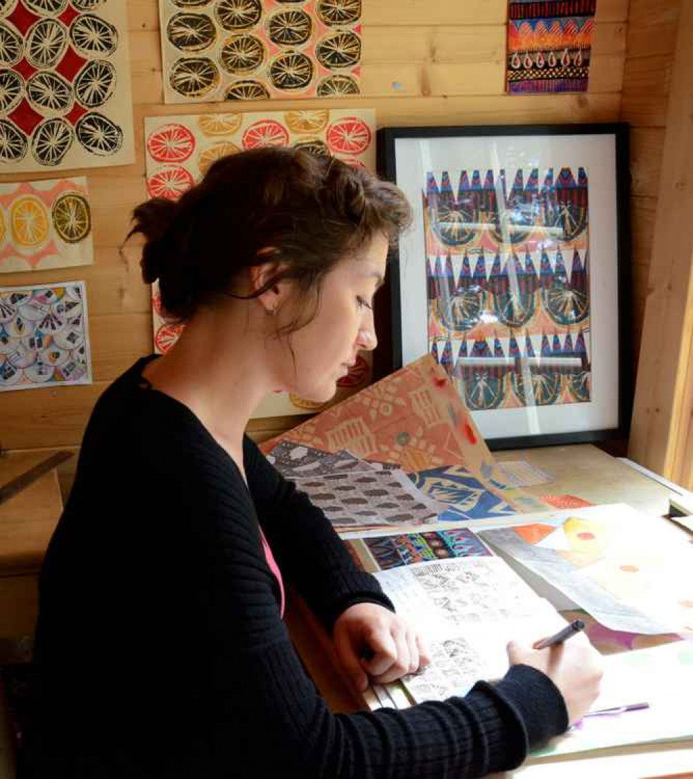 Polly in her studio, she also teaches one on one