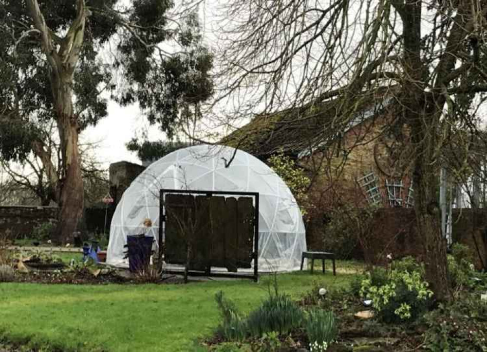 One Of The Plastic 'Dining Igloos' In The Grounds Of Greenway Farm Near Bridgwater. CREDIT: Sedgemoor District Council. Free to use for all BBC wire partners