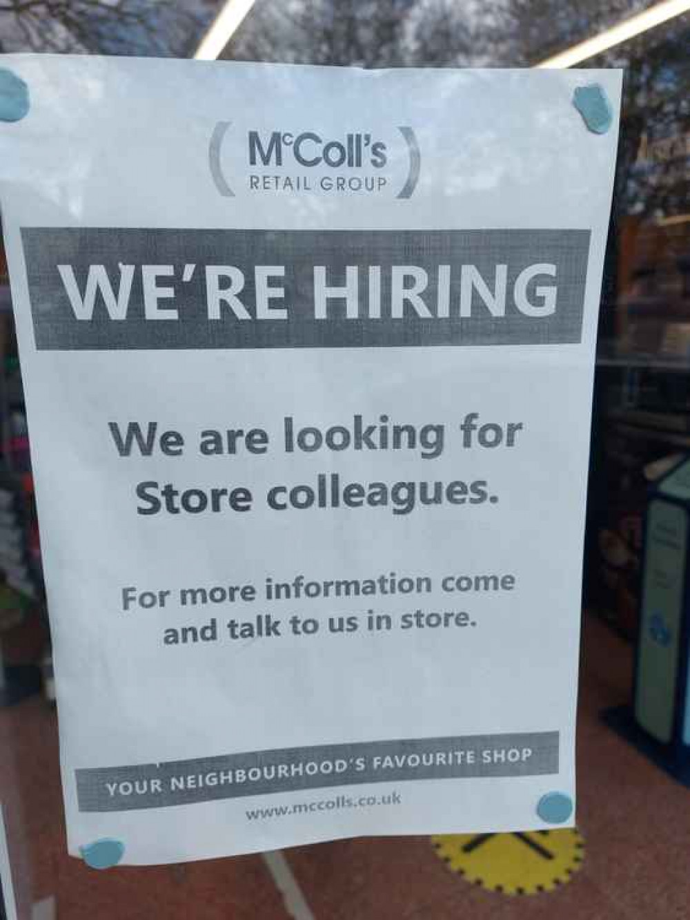 They are looking for store staff at McColls in Badcox Frome