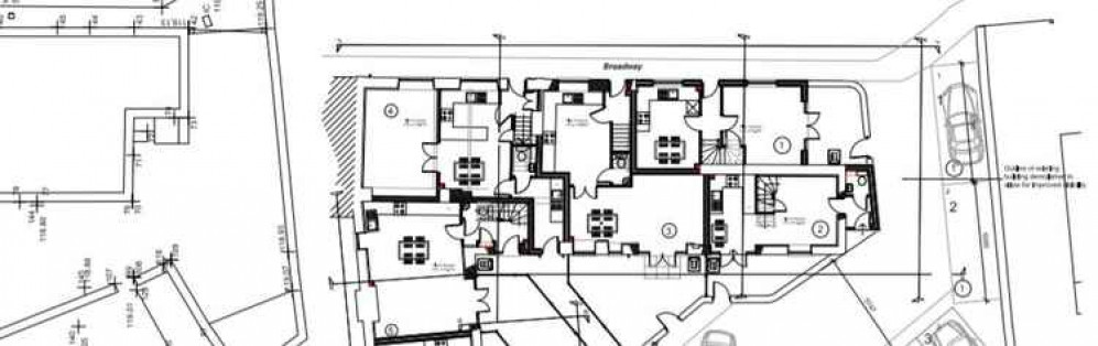 An extract from the revised proposed drawings of the development at the former pub the Ring of Bells in Frome