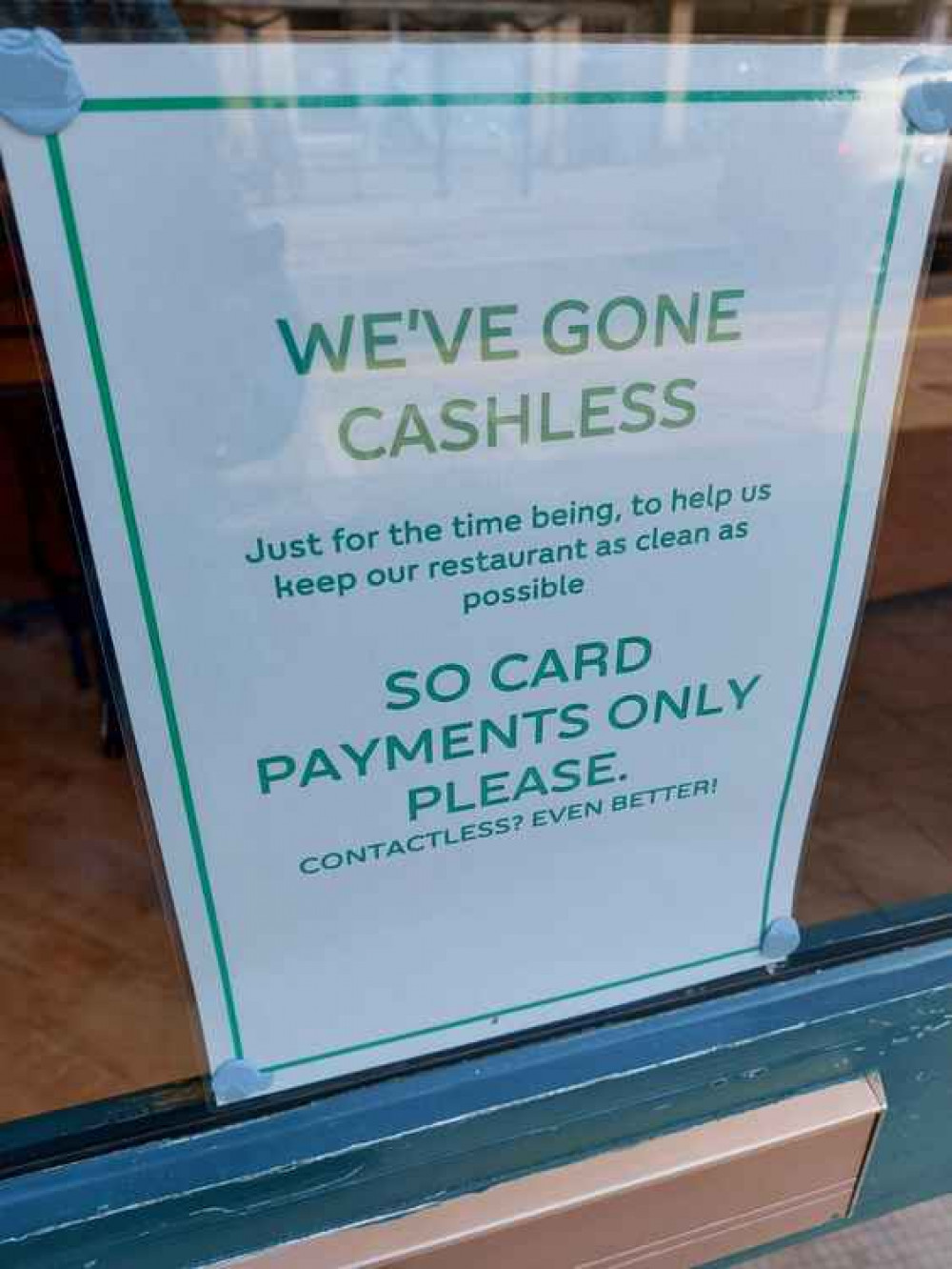 The sign in the Subway window in Frome's Market Place