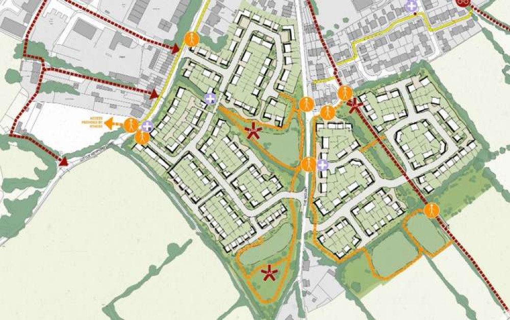 Masterplan Of Three Connected Developments In The Little Keyford Area Of Frome. CREDIT: Pegasus Planning Group. Free to use for all BBC wire partners.