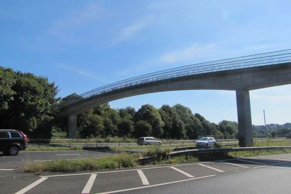 The Mowhay footbridge over the A38 will be widened to accommodate cyclists The Mowhay footbridge over the A38 will be widened to accommodate cyclists