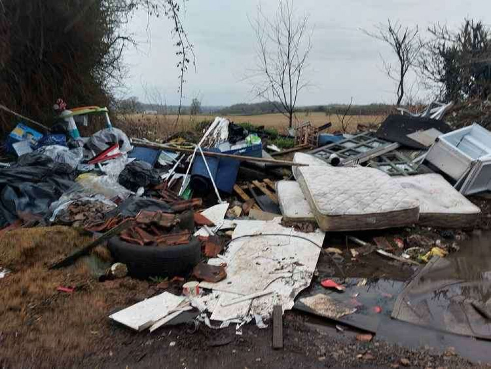 The fly tipping on the lane in Frome February