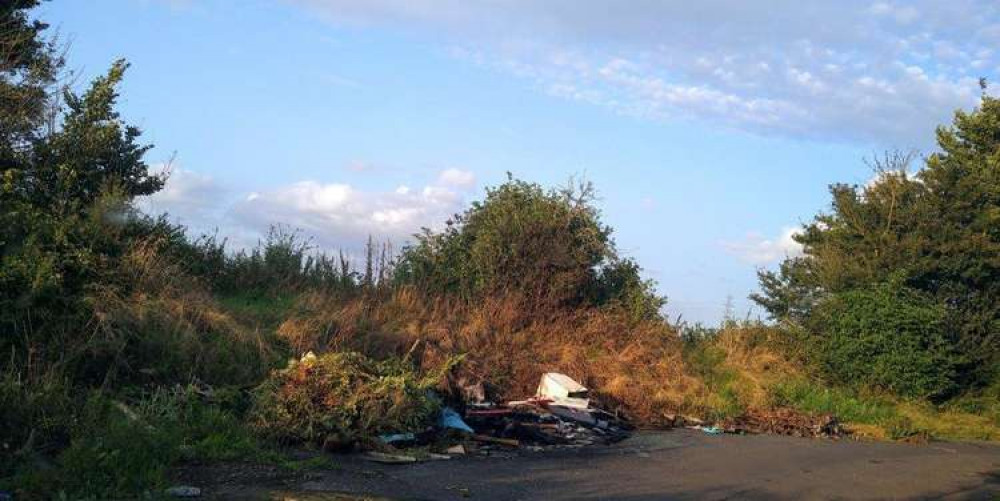 Fly-Tipping At Berkley Lane In Frome. CREDIT: Mendip District Council. Free to use for all BBC wire partners.