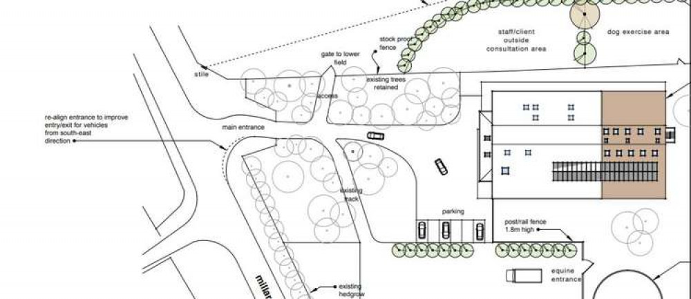 An extract from the plans at the veterinary clinic in Trudoxhill