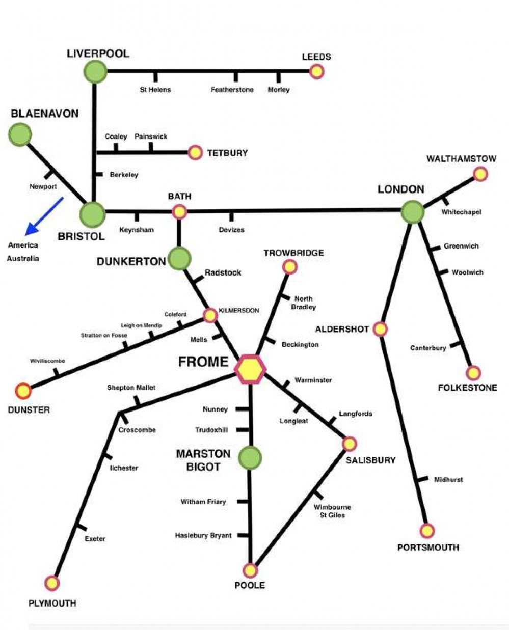 The book has a 'underground' type map showing how Somerset people moved around The book has a 'underground' type map showing how Somerset people moved around