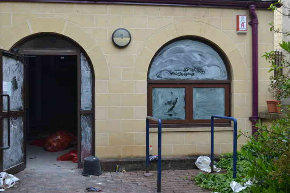 Builders were gutting the former library today (June 11)