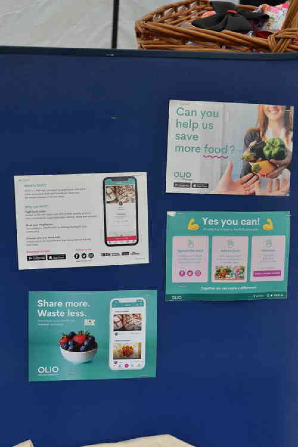 The stall also has details of the OLIO food sharing app