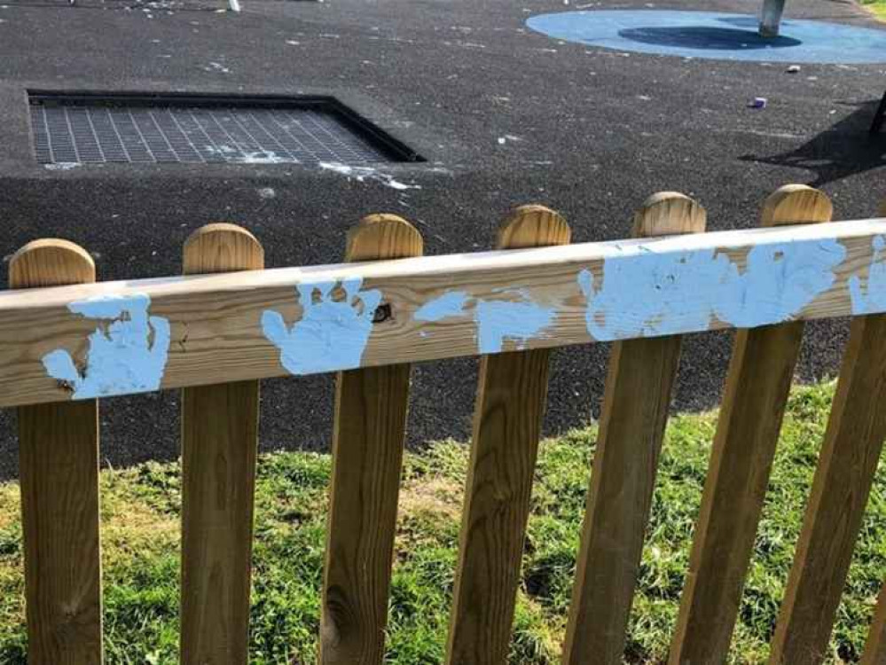 Paint everywhere in this local play park Paint everywhere in this local play park