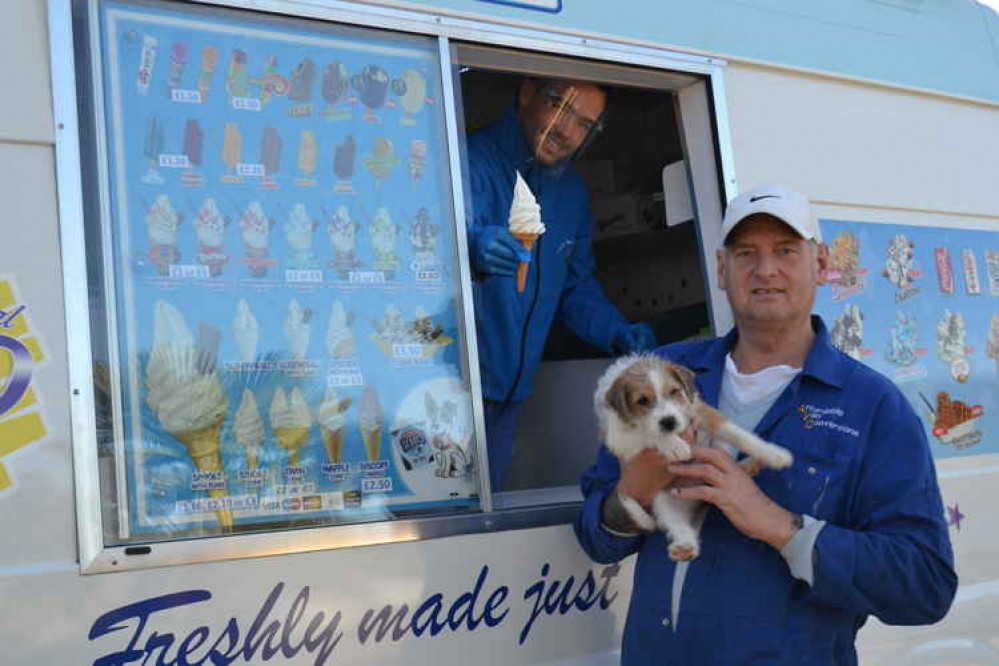 The van was converted by Dan's father seen here and his doggie ice cream comes highly recommended by new puppy Archie