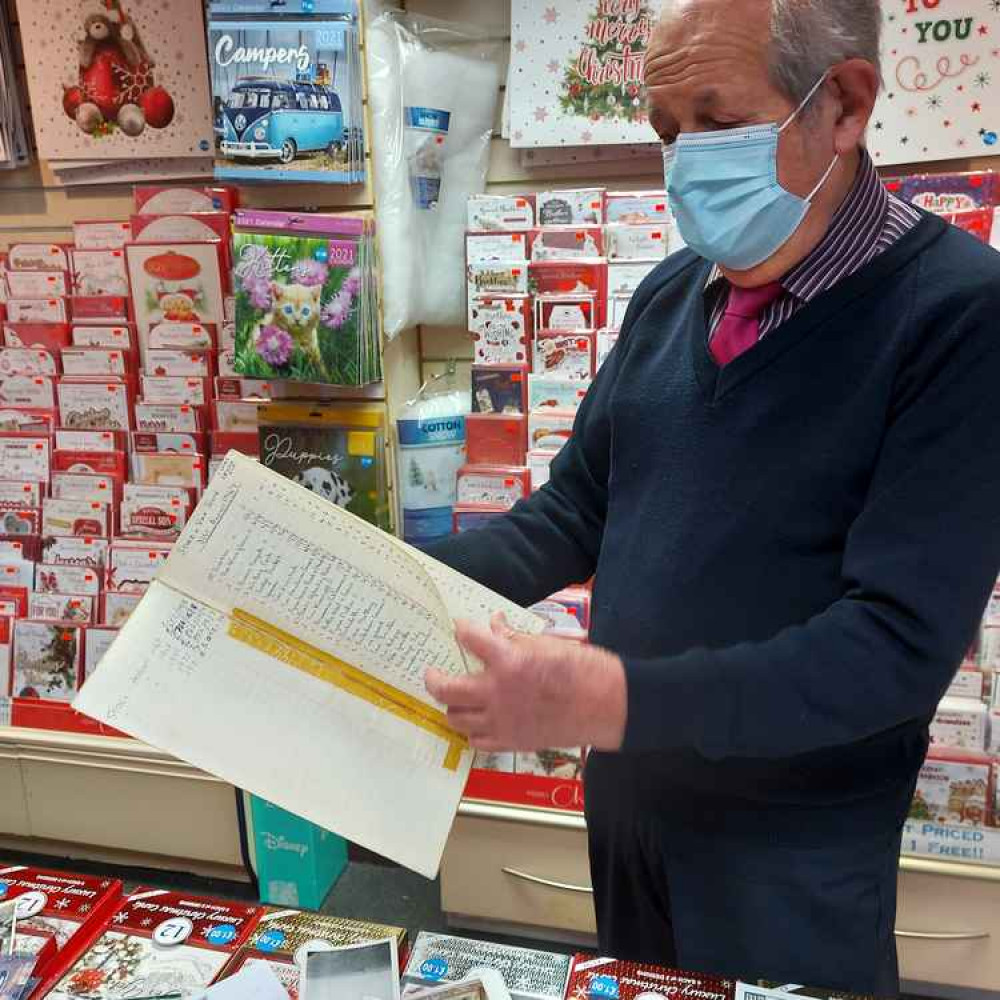Ken Cottle with his earliest order and delivery book. Taking a van loaded with everything from candles to xxx Ken Cottle with his earliest order and delivery book. Taking a van loaded with everything from candles to xxx