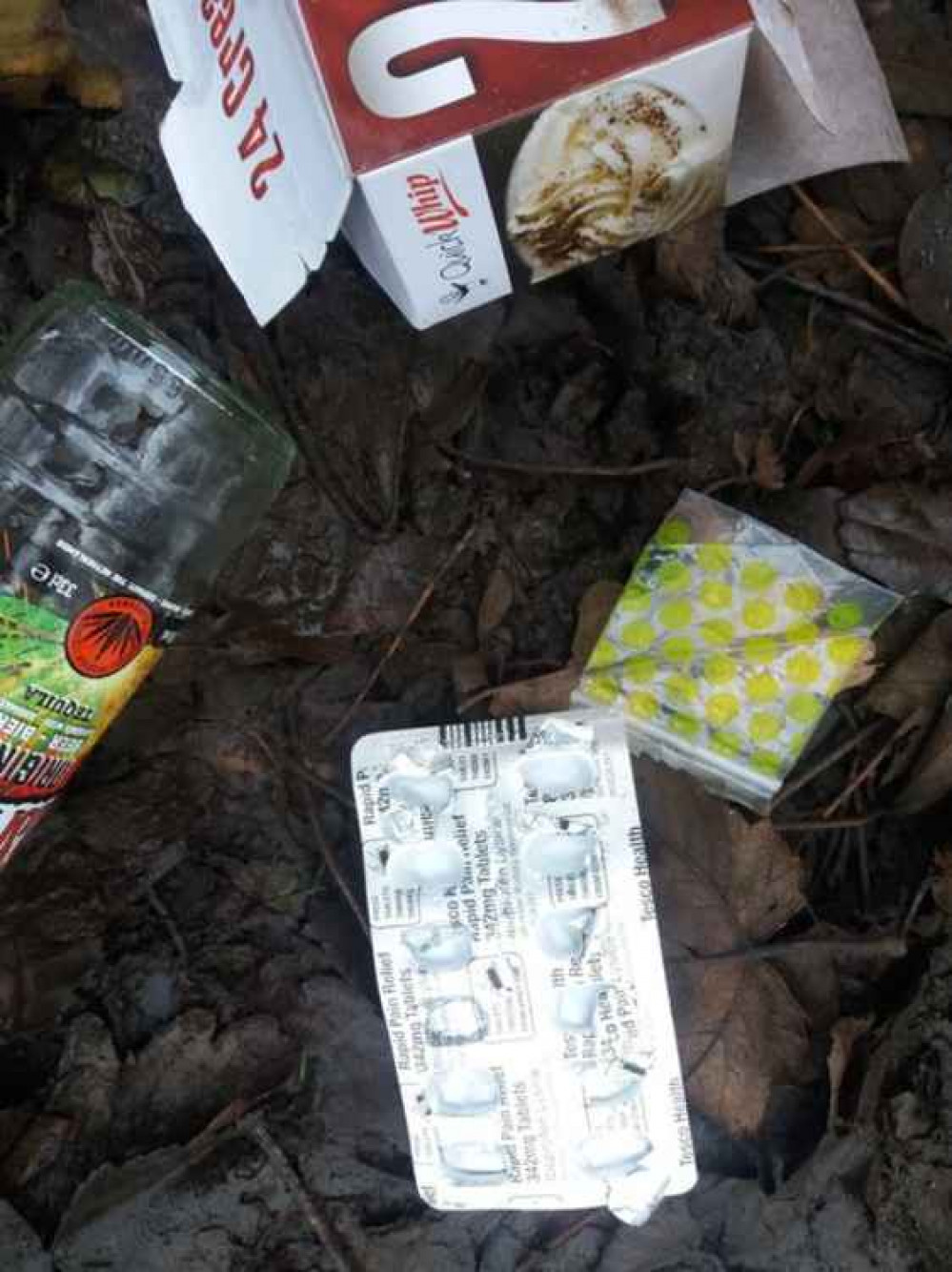 Rubbish and other items associated with drug use